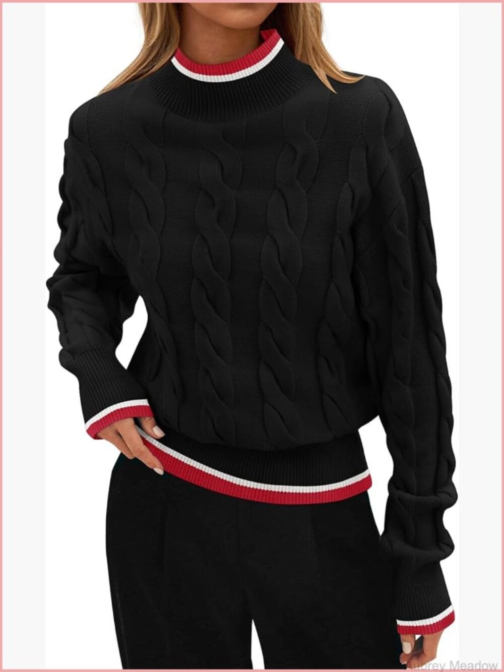 Casual Mock Neck Cable Knit Chunky Pullover Sweater